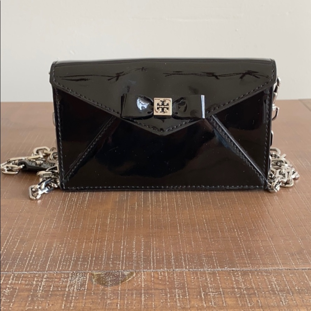 Tory Burch Black Patent Leather Crossbody Bow Bag